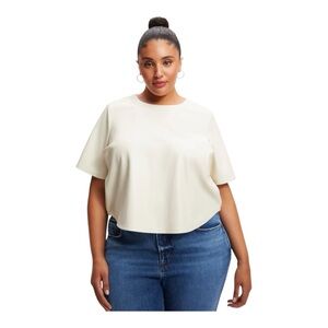 GOOD AMERICAN | Faux Leather Boxy Cropped Tee Size 1